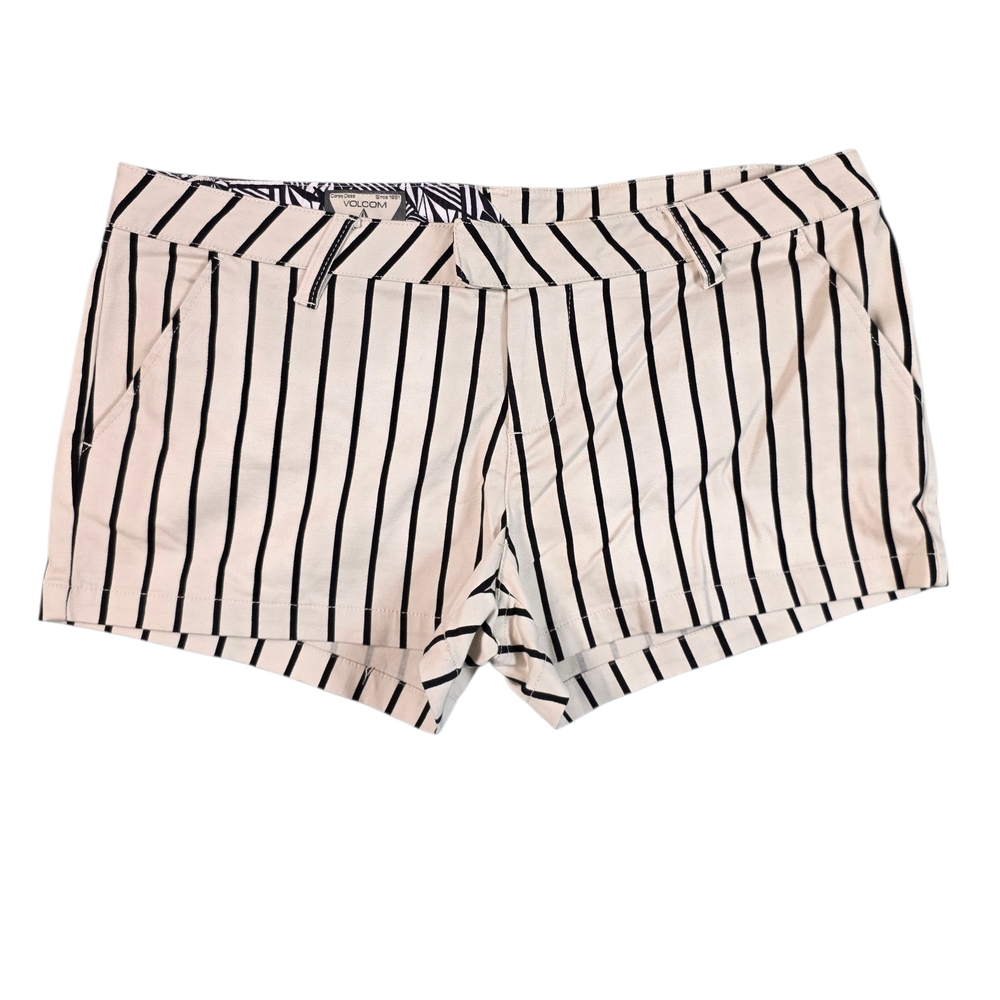 NWOT Volcom Biege & Black Women's Striped Shorts Sz 11